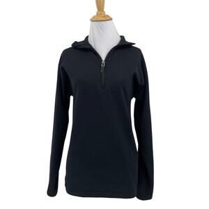 Vintage Obermeyer Sweatshirt Womens M Medium Black Polartec Fleece Lined 1/4 Zip